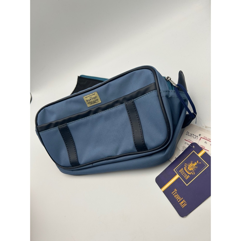 Buxton Multi Zip Soft Sided Travel Kit Blue Toiletry Bag NWT 67947